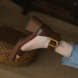 Breakj Style Retro Word With Sandals Woman Heel Back Zipper De-Shoe Summer High Heels Women
