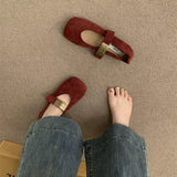 Breakj Spring And Autumn 2025 New Retro-Sensitive Red Single Shoe Fashion Korean Version Of The Flat Design Mary Precious