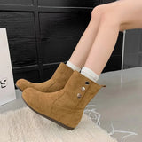 Breakj Short Barrel Boken Boots Comfortable Flat Bottom Short Boots Round Head Martin Boots 2025 Autumn And Winter New Set Casual Women
