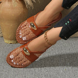 Breakj Mary Jane Mesh Permeable Bunt Yarn Breathable Flat Net Shoe