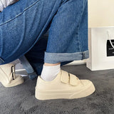 Shoes Women Spring / Summer 2024 New Rubber Sole Velcro Low Top Solid Color Fashion Small White Shoes