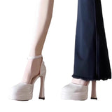 Breakj Heel Waterproof Table Banquet Shoes Mary Jane Single Shoes Ultra High Heels Women Summer Autumn New Wedding Shoes