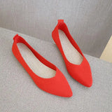 Women Pointed Toe Shallow Flat Shoes Mesh Loafers Soft Bottom Ballet Flats Classic Moccasins Knit Dress Shoes