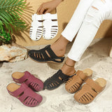 Breakj Casual Women's Slopes And New Sandals Women's Round Head Hollow Summer Bun With Cool