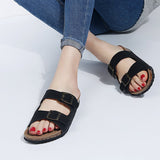 New Cork Slippers Male And Female Suede Slippers Lovers Sandal Shoes Belt