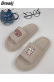 Platform Open Toe Summer Soft Thick Bottom Non-Slip House Slipper Female Lovely Flats Ladies Shoes Women Home