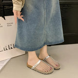 Breakj Woven Woven Half Slippers Women Summer Wear 2025 New French Dress Cool Slippers Roman Sandals