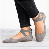 Fall Vintage Plus Size New Mom Shoes Flat Heel Single Shoes Shallow Mouth Elastic Strap Round Head Women's
