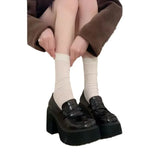 Skinny Heels Small 2024 New British Platform Leather Shoes Women's