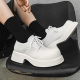 Breakj Wind Small Leather Shoes Thick Sole Increased Spring And Autumn New Lace-Up Happy Shoes Versatile Casual Leather Shoes