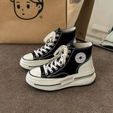 Spring And Autumn New Good Match Casual Women's Canvas Shoes Students Platform Platform Single Shoes Increased High Top Women's