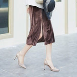 Autumn Summer New Rivets Tip Side Empty High Heels Women's 8CM Temperament Sexy Shallow Single