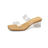 Breakj On The Shit-Sensitive Slippers Women Wear 2025 New Comfortable Transparent Crystal High-Heeled Sandals In The