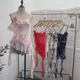 Pure Windy Irregular Lotus Side Hottie Slings Sling Vest Ribbon Ribbon Ribbon Ribbon Ribbon Ribbon Ribbon Sleeveless Top
