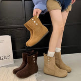 Breakj Short Barrel Boken Boots Comfortable Flat Bottom Short Boots Round Head Martin Boots 2025 Autumn And Winter New Set Casual Women