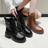 Of Boots With Velvet Soft Leather And Thick Soles 2023 New British Style Women's Shoes Fall And Winter Style High-Heeled Short Boots