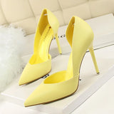 Breakj Korean Version Of Fashion Simple Sexy Nightclub Show Thin Women's Shoes Thin Heel Ultra High Heel Shallow Pointed Hollow Single
