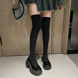 Sexy Slim Over The Knee Stretch Socks Boots Women Autumn Thick High Heels Long Boots Woman Anti-Slip Platform