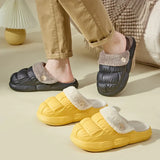 Breakj Fur Couple Cotton Slippers Women Wear Detachable Warm Waterproof And Velvet Indoors