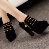Breakj Coarse And Short Boots Women High Heel Single Boots Side Zipper Martin