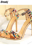 High Heels Rivets Sandals Lady Stiletto Gladiator Pumps Stripper Summer Platform Shoes 2023 Luxury Fashion Women
