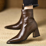 Breakj Retro Fashion Metal Sharp Head And Fashion Boots Autumn And Winter New Plus Velvet Temperament Short