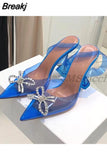 Bowknot Women Pumps Clear Heels For Women Transparent Shoes Summer PVC Slingback High Heel Sandals Ladies Jelly