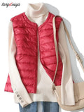 2023 Women Women Ultra Light Down Vests Slim Sleeveless Jacket Portable Girl Lightweight Windproof Waistcoat size 8XL