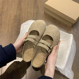 Breakj Shoes 2025 Spring And Summer New Retro Bun Head Thick Bottom Wear A Word With Half-Drag Belt Buckle