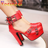 Sized Side Empty High Heels Fashion With Belt Buckle Rome Sandals Waterproof Platform Round Toe Four Season Women's