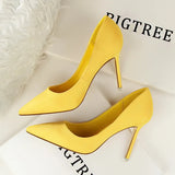 Breakj Korean Version Of Fashion Simple Thin With High Heel Shallow Pointed Suede Sexy Thin Professional OL Women's Singles
