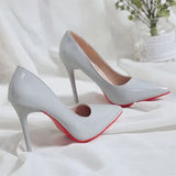 2021 Women High Heels Sexy Point Light Mouth High-heeled Shoes Sexy Red Bottom Single Shoes Women's Basic Work