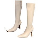 Breakj Design! Huge Comfortable ~ Brown Sharp Head High But Knee Thin Long Boots Fine And High Cylinder Elastic Boots