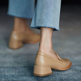 for Woman 2023 Low Heel Elegant Women's Summer Footwear Black Loafers Normal Leather Casual Square Toe with Discount
