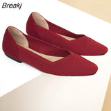 Flat Shoes Women Square Toe Single Shoes Comfortable Breathable Woven Shoes Woman Simple Solid Color Spring