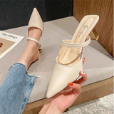 Semi-Dragged Women In Spring 2024, The New Korean Version Of Pointy Hollowed-Out Fashion, Thin Heels And High-Heeled