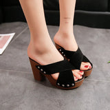Breakj Summer New Korean Version Of The Toe Thick Toe Cool Drag Thick Hedging And Waterproof Slipper Women Cross With High Heel Large Size Women's