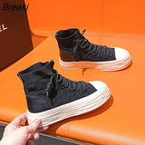 American New Women's Socks Shoes Summer Thin Section Breathable Knitted Elastic Socks Boots Casual High-top Shoes