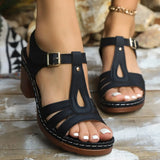 Breakj New Roman Sandals Summer Women's Large Car Sewing Toe Weaving Coarse High Heel