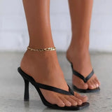 Women's Heel Flip Flops Black High Heels White Sandals Women Mules Slippers Ladies Summer Shoes 36-42 Calzado