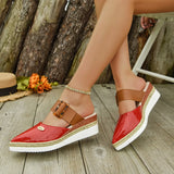 Breakj Bleed-Up Head Behind The Empty Sandals Slope And Light Hemp Rope Clasp Women's Shoes Thick-Soled Cool