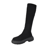 Long Boots 2025 Autumn And Winter New But Knee Boots Retro High Boots Plus Velvet Elastic Knight