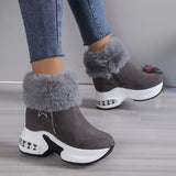 Women Warm Sneaker 2024 Female Casual Push Lined Side Zipper Short Boots Ankle Snow Boots for Ladies Platform Wedge