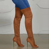 Breakj New Lady Over Knee Boots Side Zipper Fish Mouth High Fine And Large Size Over Knee Elastic