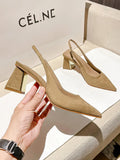 Show Thin Suede High Heel Single Shoes Female Temperament 2023 New Spring And Summer Thick Heel Simple After Empty Head