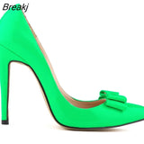 Women Pumps Fashion Sweet Bow Sexy 11cm Pointed Toe High Heels Patent Leather Stiletto Party Dress Wedding