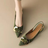 French Buckle Baotou Sandals Fairy Shoes New Spring And Summer Evening Socialite Flat Heel Trip Belt Single