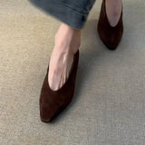 Breakj Scrub Skin Simple One Foot Pedal Single Shoes Women's Shallow Head Retro Coarse Granny
