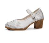 Breakj New Embroidered Cloth Shoes With High Heel Embroidered Shoes With Horse Face