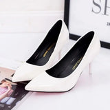 Size Women's Pumps Pointed Toe Patent Leather High Heels Dress Shoes White Wedding Shoes Thin Heels Basic Pump Red